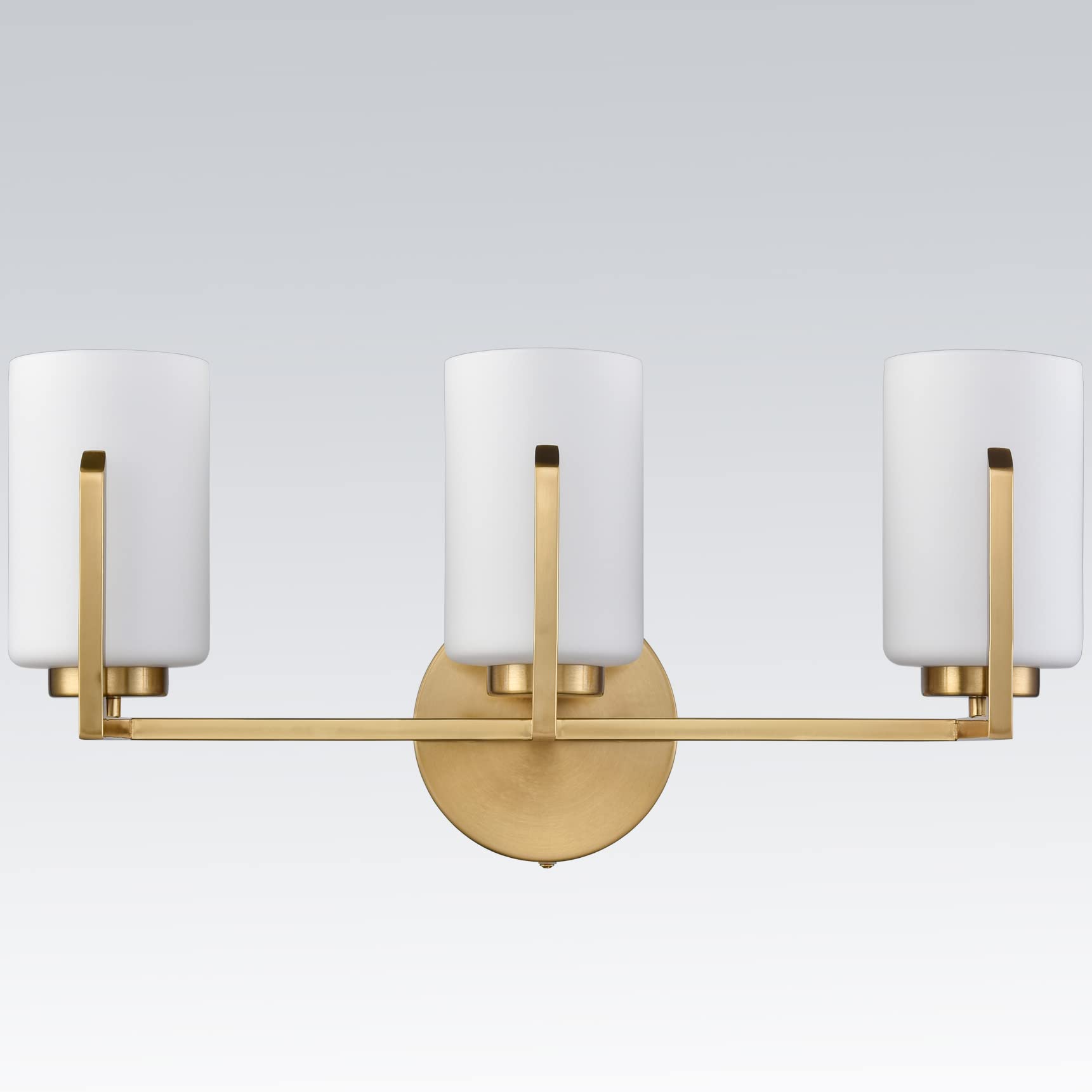 3-Light Bathroom Vanity Lighting - Modern Farmhouse Gold Wall Sconce with Opal Glass Shades, Elegant Mirror Lights for Bathroom Decor (Gold Finish) | Perfect for Bathroom, Powder Room, and Dressing Room Lighting