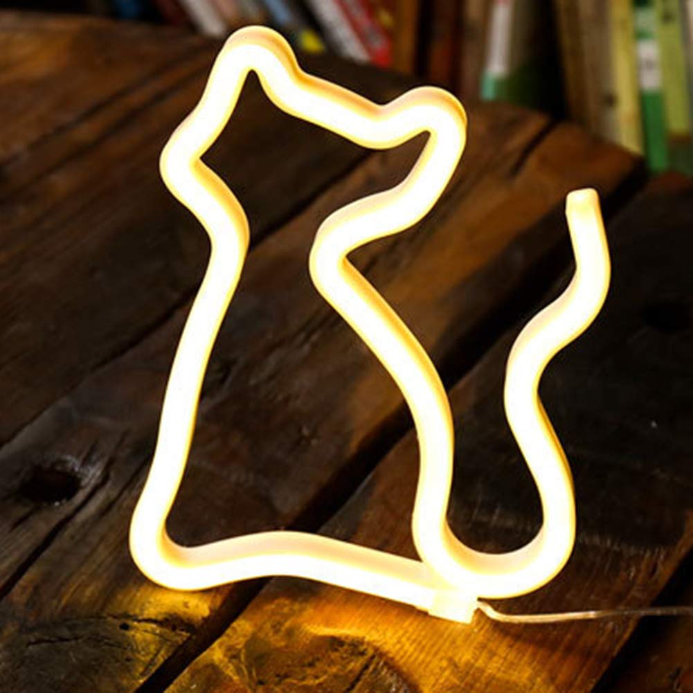 Cat LED Neon Sign - Warm White Wall Decor for Kids Room, Nursery, Living Room, Wedding & Party | Unique Christmas & Birthday Gift Idea for Cat Lovers
