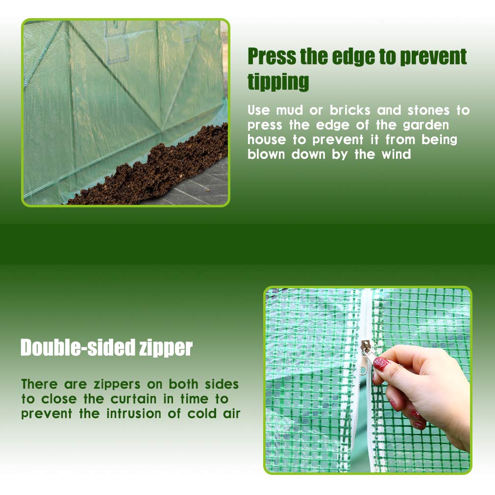 Walk-in Greenhouse Kit with Observation Windows - 15'x7'x7' Outdoor Plant Growing Tent for Vegetables, Flowers & Herbs | Perfect for Backyard Gardening, Patio Plant Protection & Year-Round Cultivation