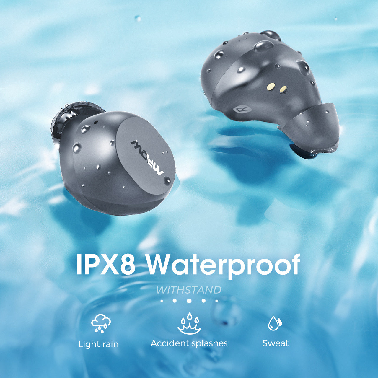 Mpow M12 Wireless Earbuds Bluetooth 5.0 Headphones with 30H Playtime, IPX8 Waterproof, Built-in Mic for Sports, Running, Gym & Workout - Perfect for Commuting, Travel & Outdoor Activities