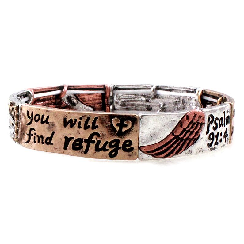 Psalm 91:4 Inspirational Bible Verse Bracelet - Religious Jewelry for Women & Men - Faith-Based Gift for Christians - Perfect for Church, Prayer & Daily Encouragement