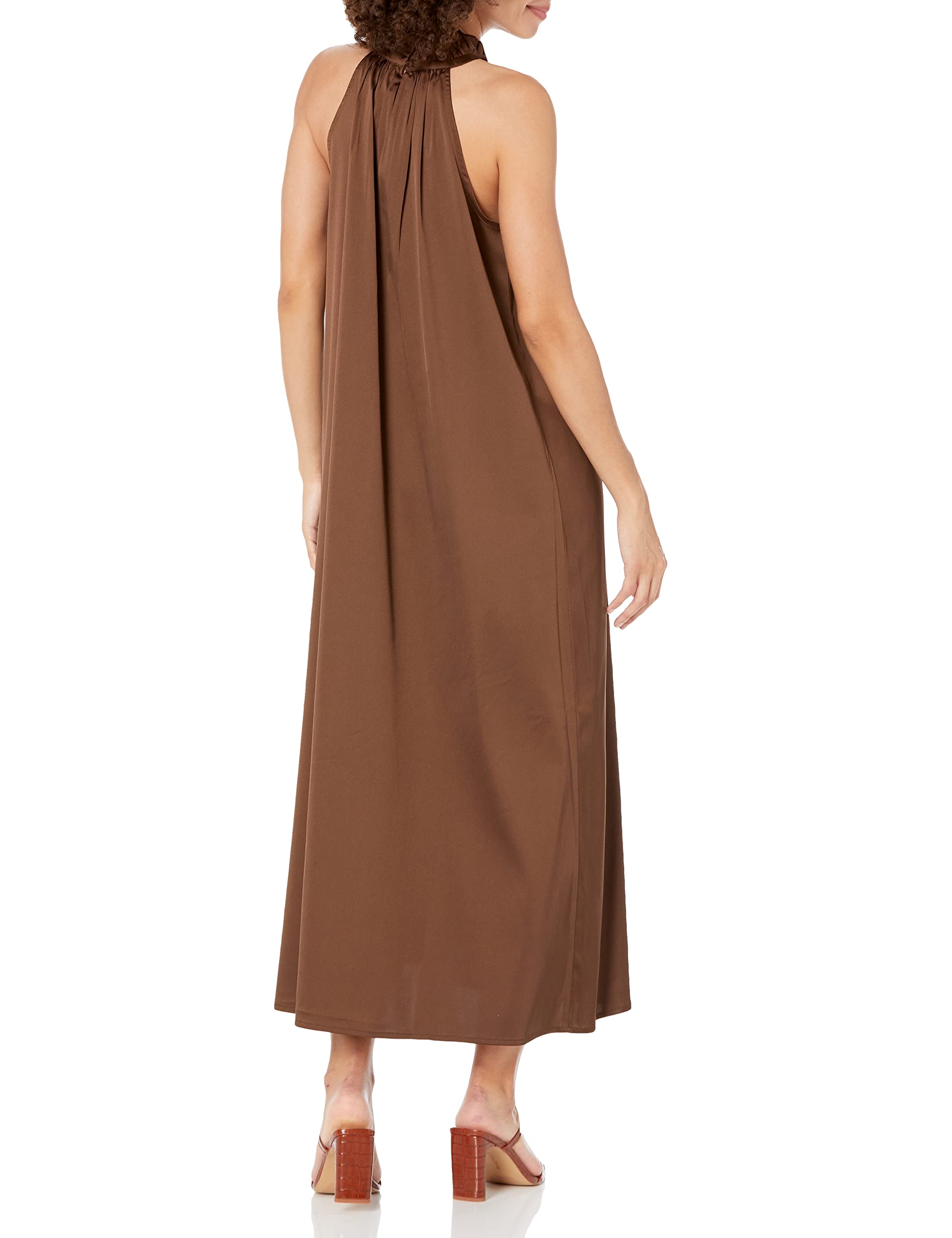 The Drop Women's Arlette Silky Stretch Halter Maxi Dress - Elegant Summer Beach Dress for Vacations, Weddings & Evening Parties