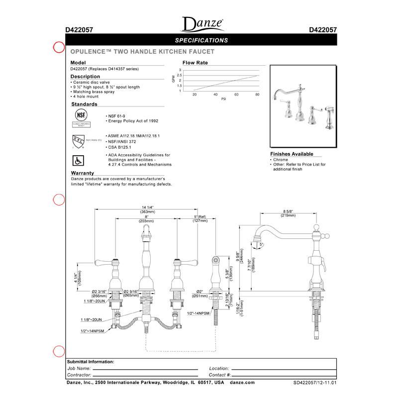 Danze Opulence Stainless Steel Two Handle Widespread Kitchen Faucet with Pull Down Sprayer - Modern Brushed Nickel Finish for Farmhouse & Contemporary Kitchens (Easy Installation, High Arc Design)