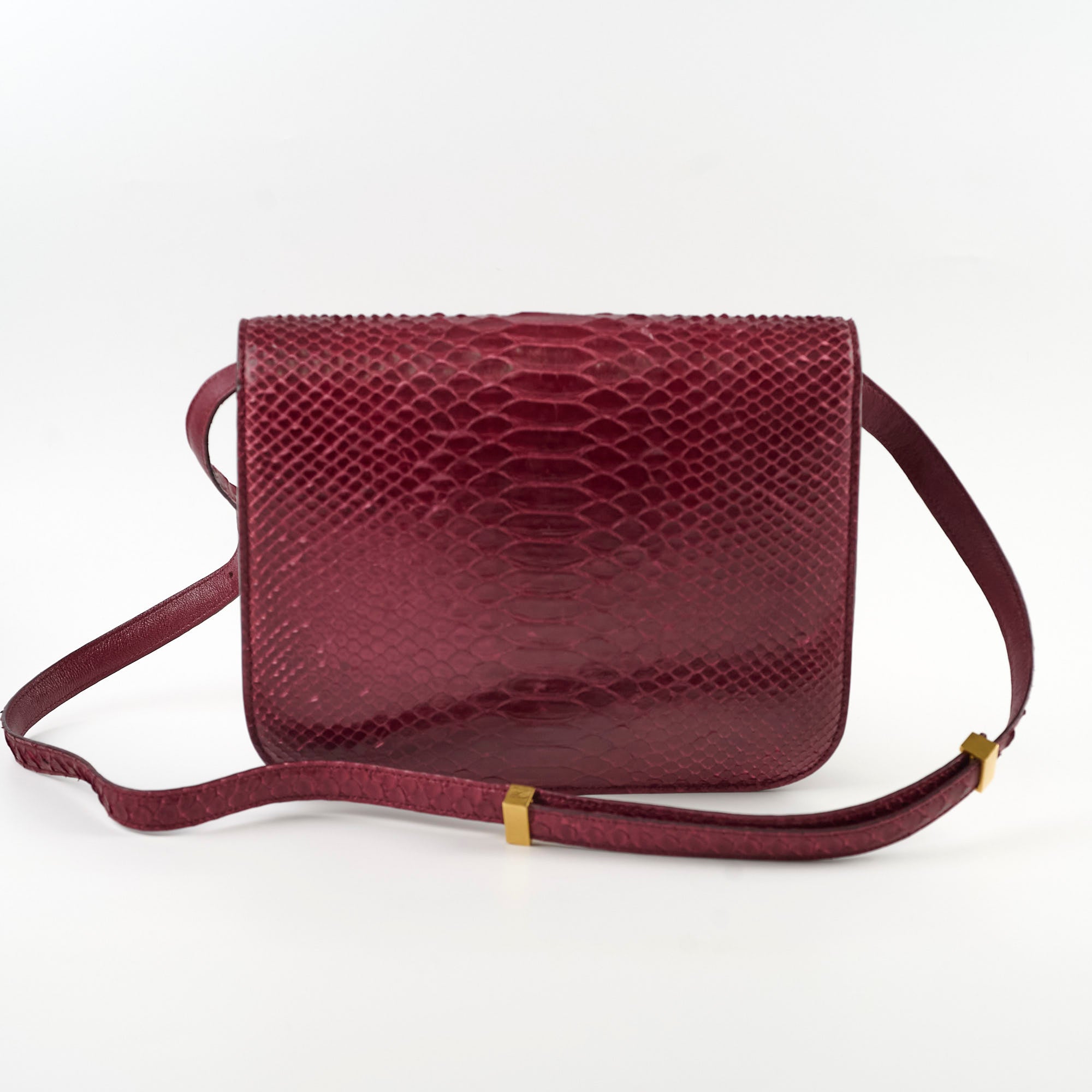 Celine Python Medium Classic Box Bag in Burgundy - Luxury Crossbody Purse for Women, Perfect for Work, Evening & Special Occasions