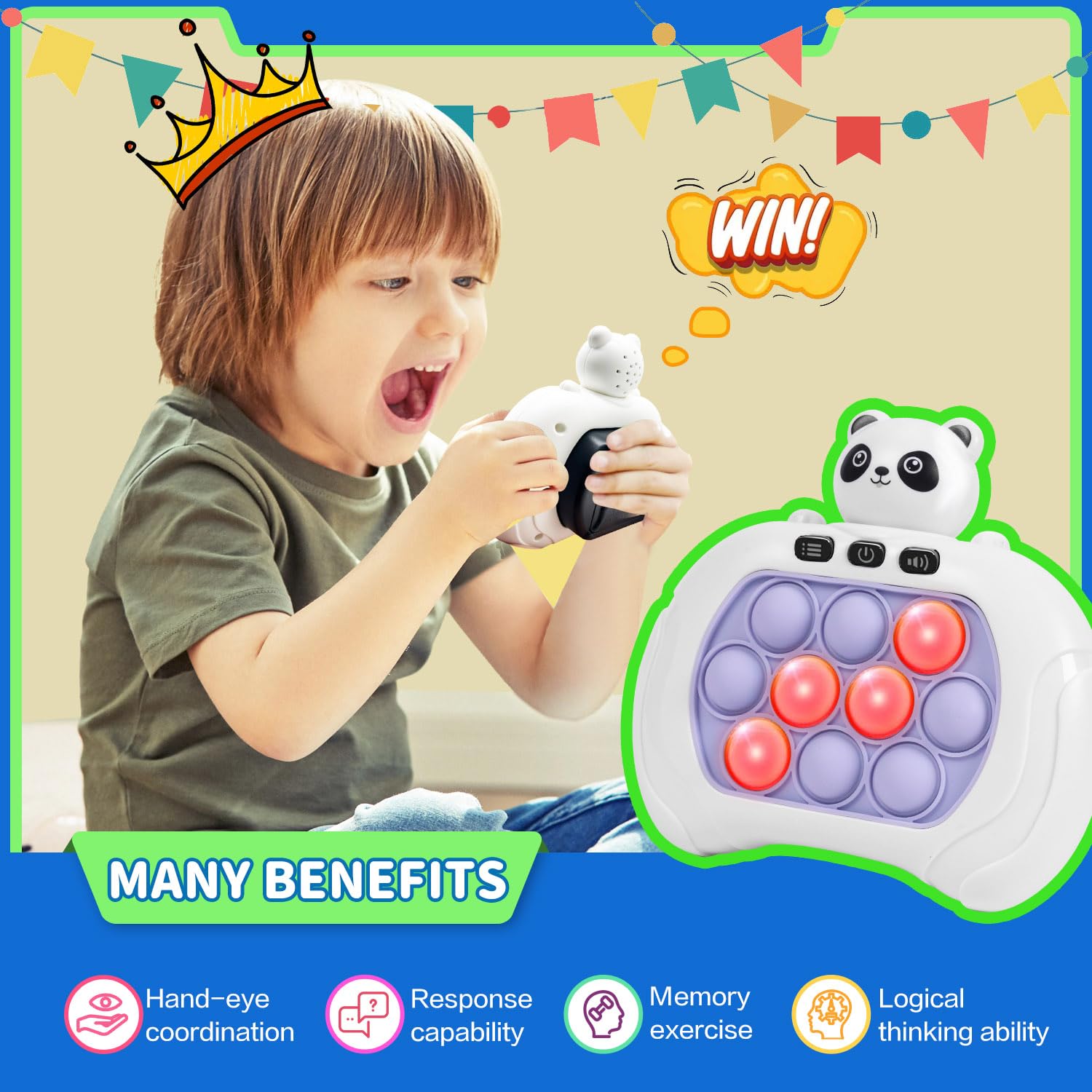 Fast Push Bubble Fidget Toy - Handheld Game Console for Kids Ages 3-12, Light Up Puzzle Game with Quick Press Buttons - Perfect Gift for Boys & Girls - Fun for Travel, Classroom & Stress Relief