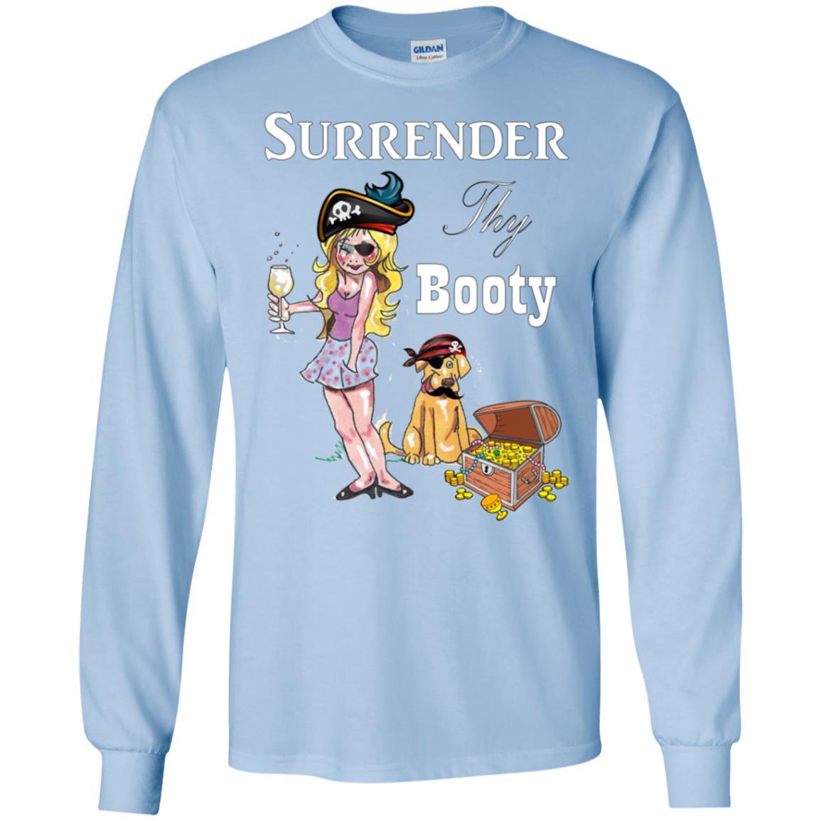 WineyBitches.Co Surrender Thy Booty Long Sleeve Ultra Soft Cotton T-Shirt for Women | Vintage Graphic Tee | Casual Wear & Lounge Outfit