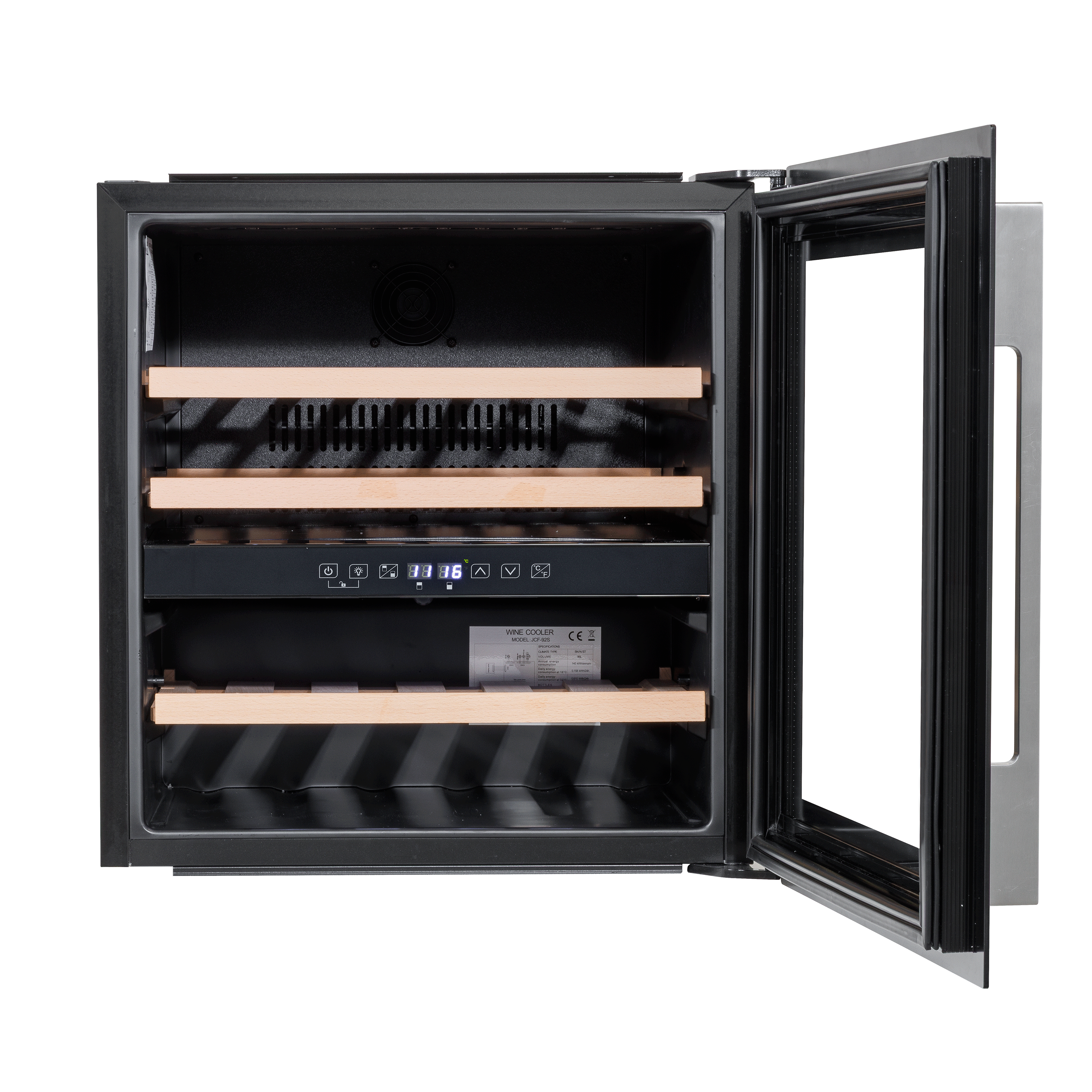 Baridi 60cm Built-In 36 Bottle Dual Zone Wine Cooler with Beech Wood Shelves - Black (DH117) | Perfect for Home Bars, Restaurants & Wine Cellars | Energy Efficient & Quiet Cooling