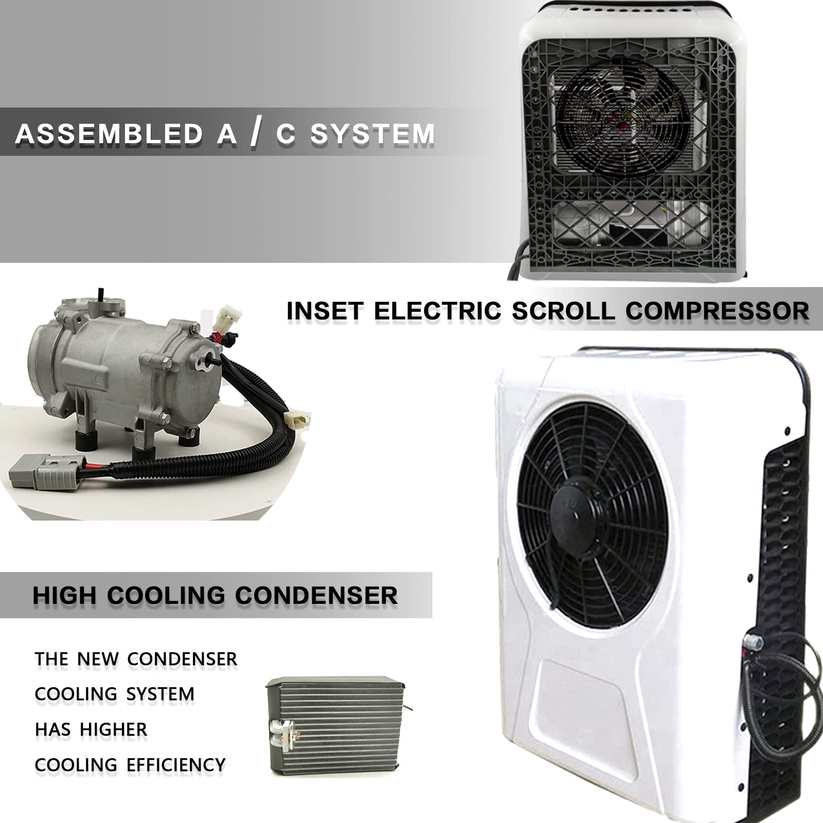 12V DC RV Truck Air Conditioner Unit - Intelligent Inverter Parking AC with Quiet Cooling for Campers & Vehicles - Perfect for Road Trips & Outdoor Adventures (White)