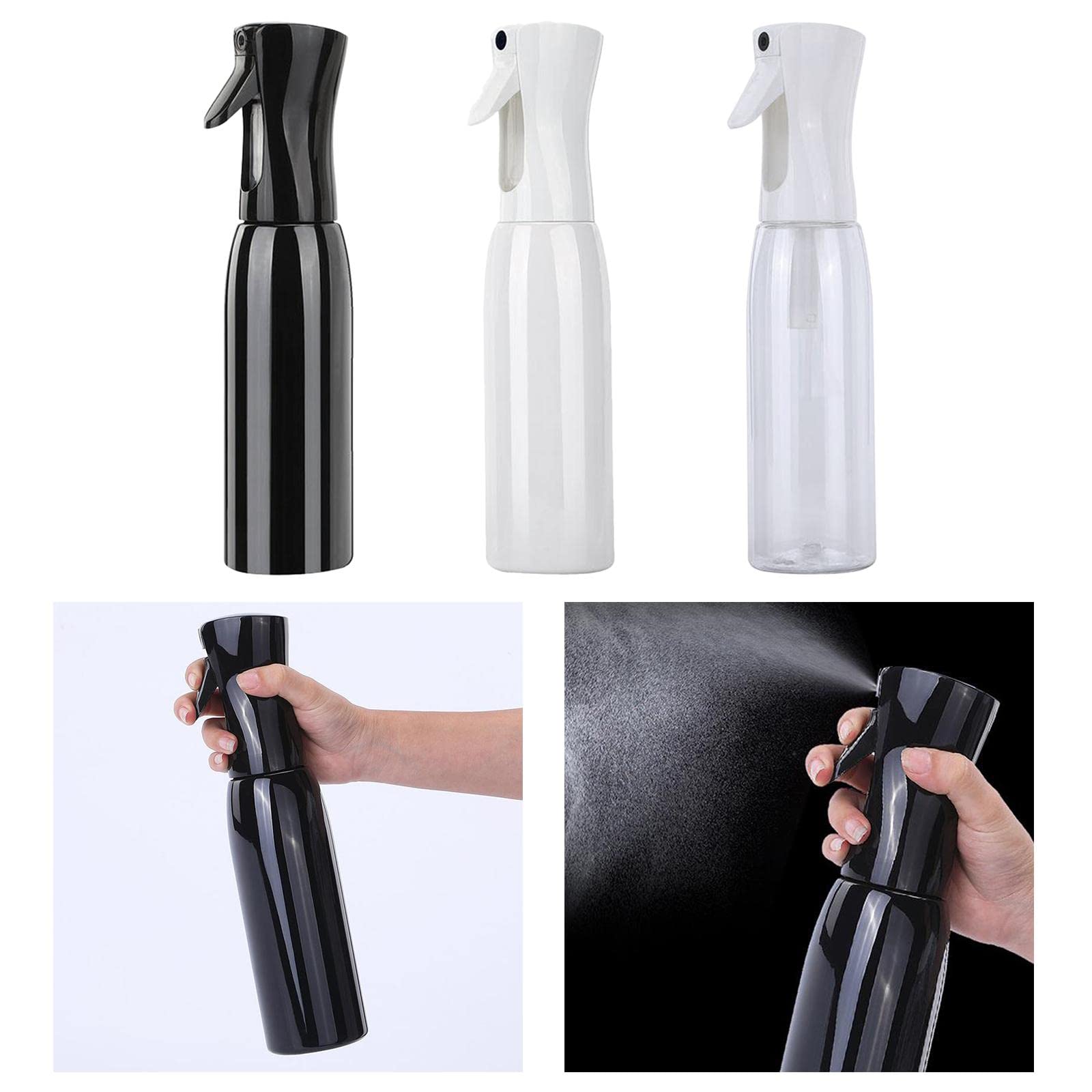 VMS INDIA 500ml Continuous Spray Bottle - Hair Styling, Salon, Barber, Gardening, Cleaning, Plant Misting - Durable Black Plastic Water Sprayer for Home & Professional Use