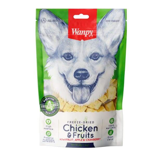 Premium Wanpy Chicken & Fruits Freeze-Dried Dog Treats 40g - Natural Protein Snacks for Small & Large Dogs - Perfect for Training, Rewards & Outdoor Adventures