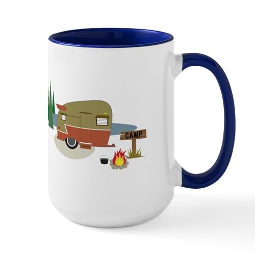 White/Navy Inside - Camping Trailer Mugs