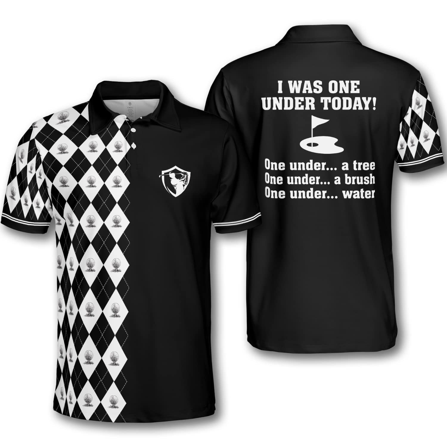 Pologen Men's Argyle Golf Polo Shirt - Moisture Wicking Dry Fit Performance Polo for Golfers - Funny & Crazy Golf Apparel for Men - Perfect for Golf Tournaments & Casual Wear