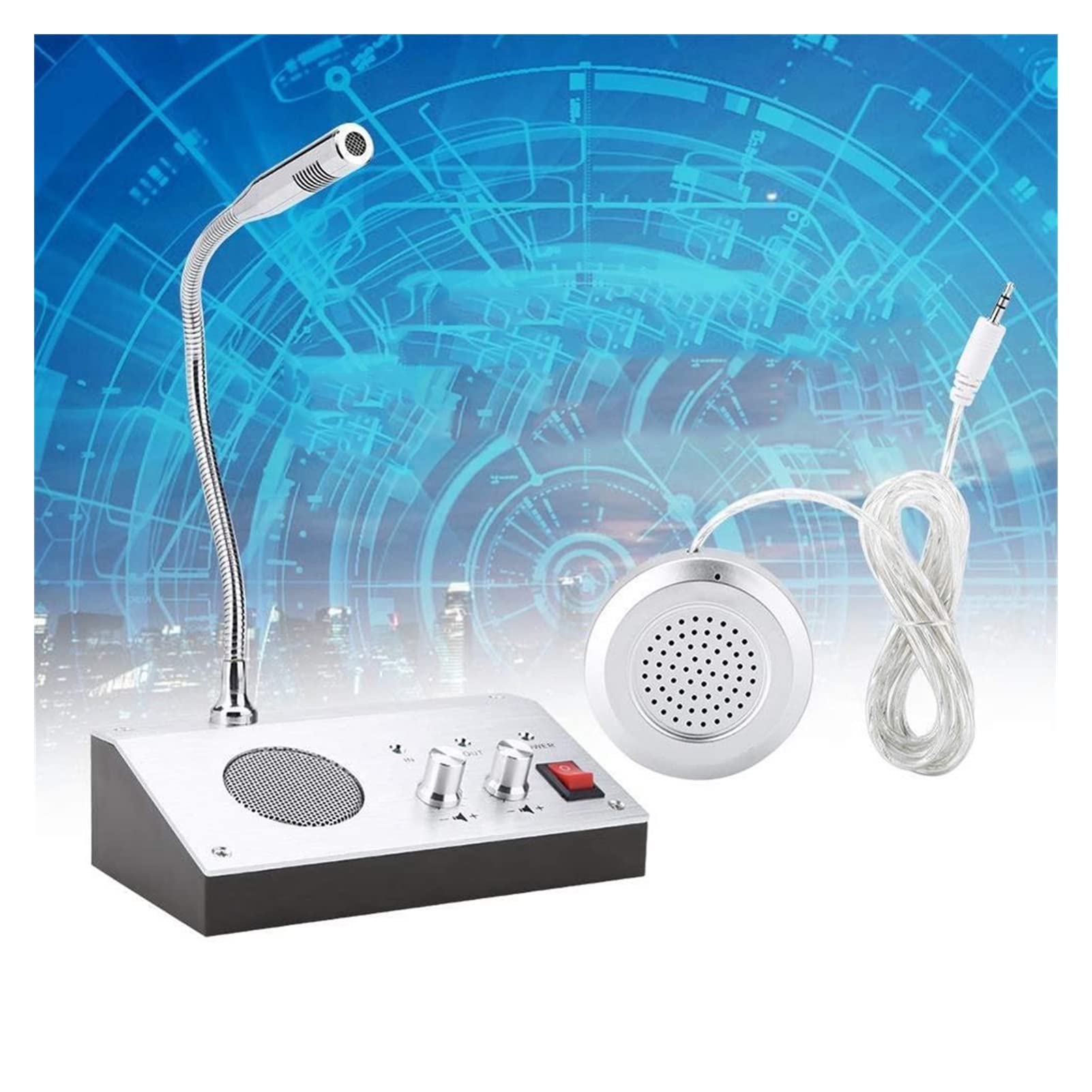 RT-9908 Two-Way Intercom System - Bank Teller Window Intercom, Counter Intercommunication Device for Clear Audio in Drive-Thru, Banks, Pharmacies & Security Booths