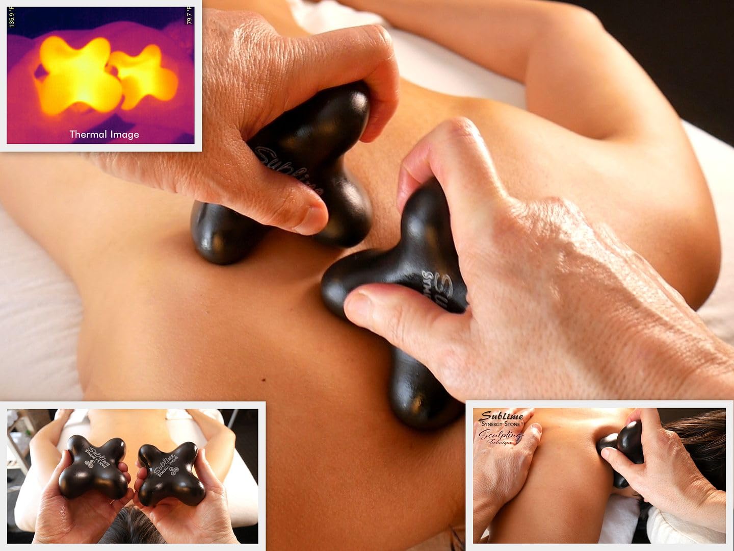 Premium Basalt Black Hot Stone Massage Set (2-Piece) - Deep Heat Therapy for Muscle Tension Relief - Relaxing Contoured Stones with Matte Surface for Smooth Gliding - Perfect for Spa, Home Massage & Aromatherapy with Essential Oils