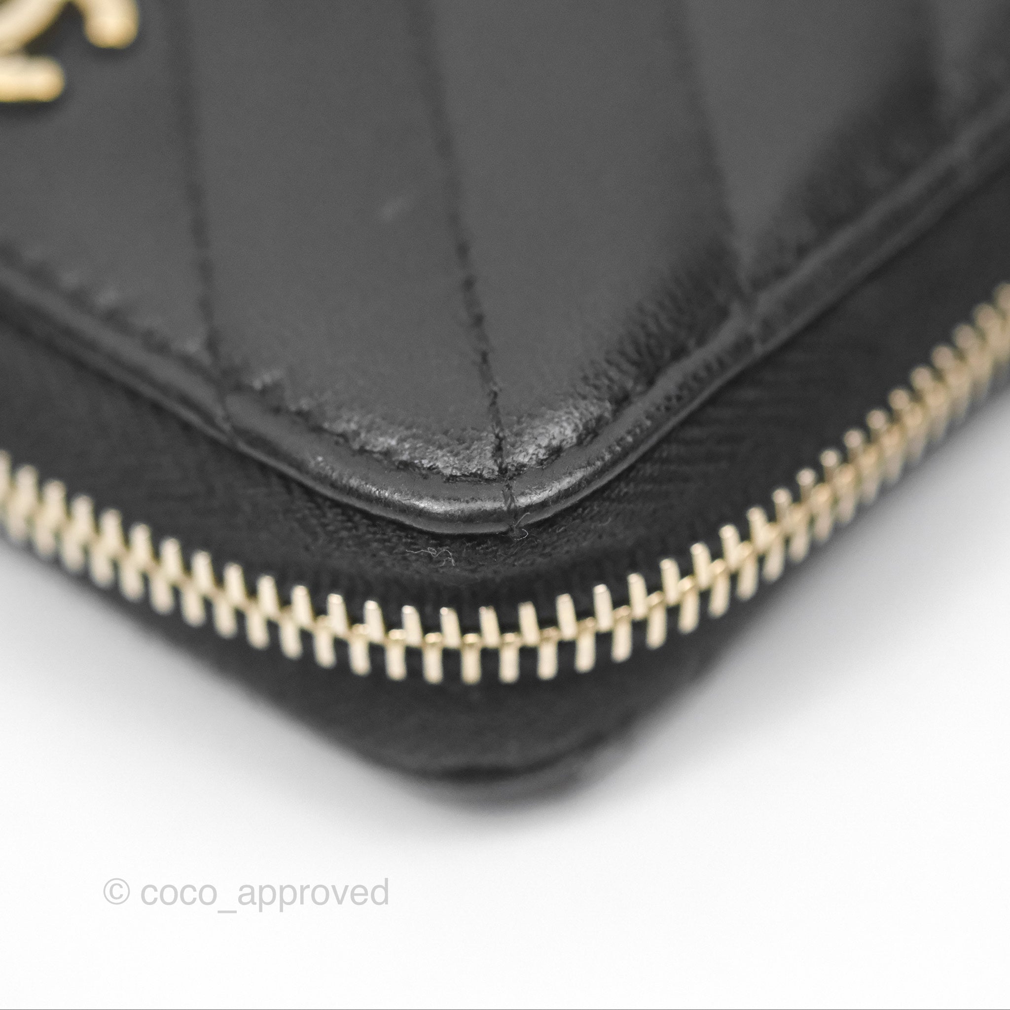 Chanel Chevron Zipped Coin Purse - Black Lambskin with Gold Hardware | Luxury Small Wallet for Women | Perfect for Parties, Travel & Everyday Use