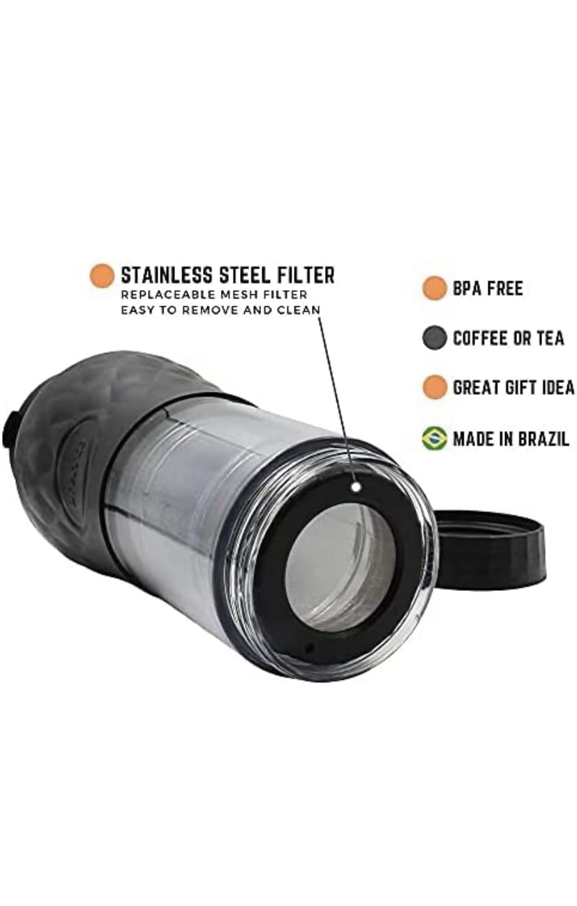 Portable Coffee & Tea Maker - 12oz BPA-Free French Press & Thermal Infuser for Single Serve Brewing | Perfect for Home, Office, Camping & Travel | Black
