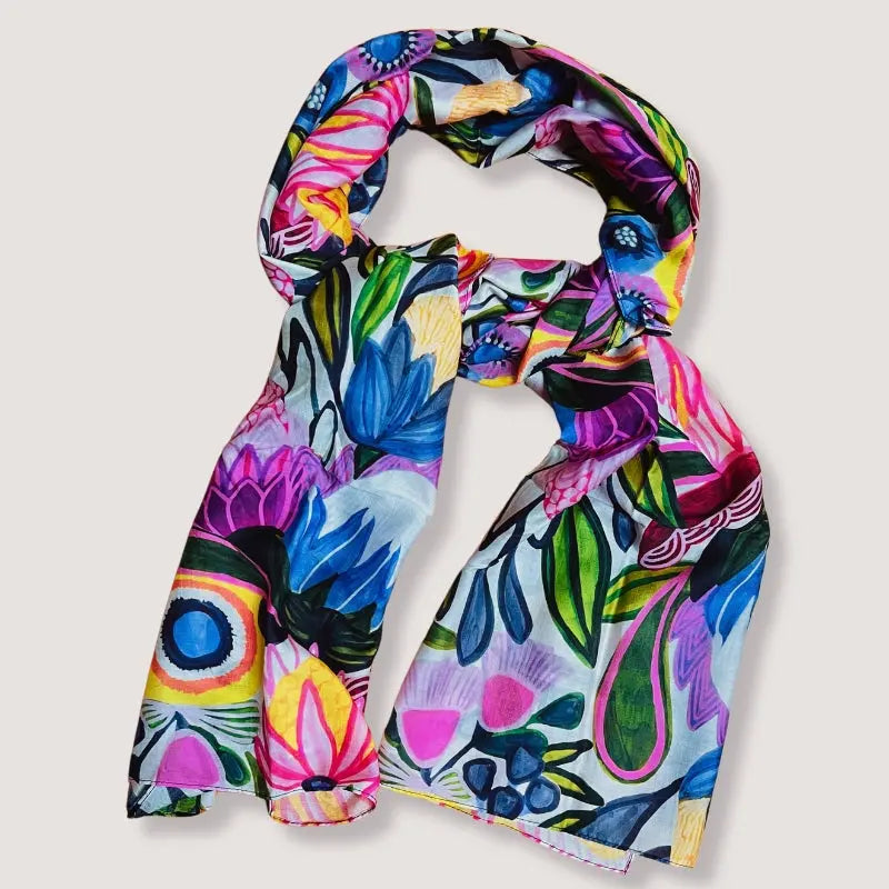 Protea Magnifica Silk Scarf - Elegant Floral Print Fashion Accessory for Women | Perfect for Weddings, Parties & Special Occasions