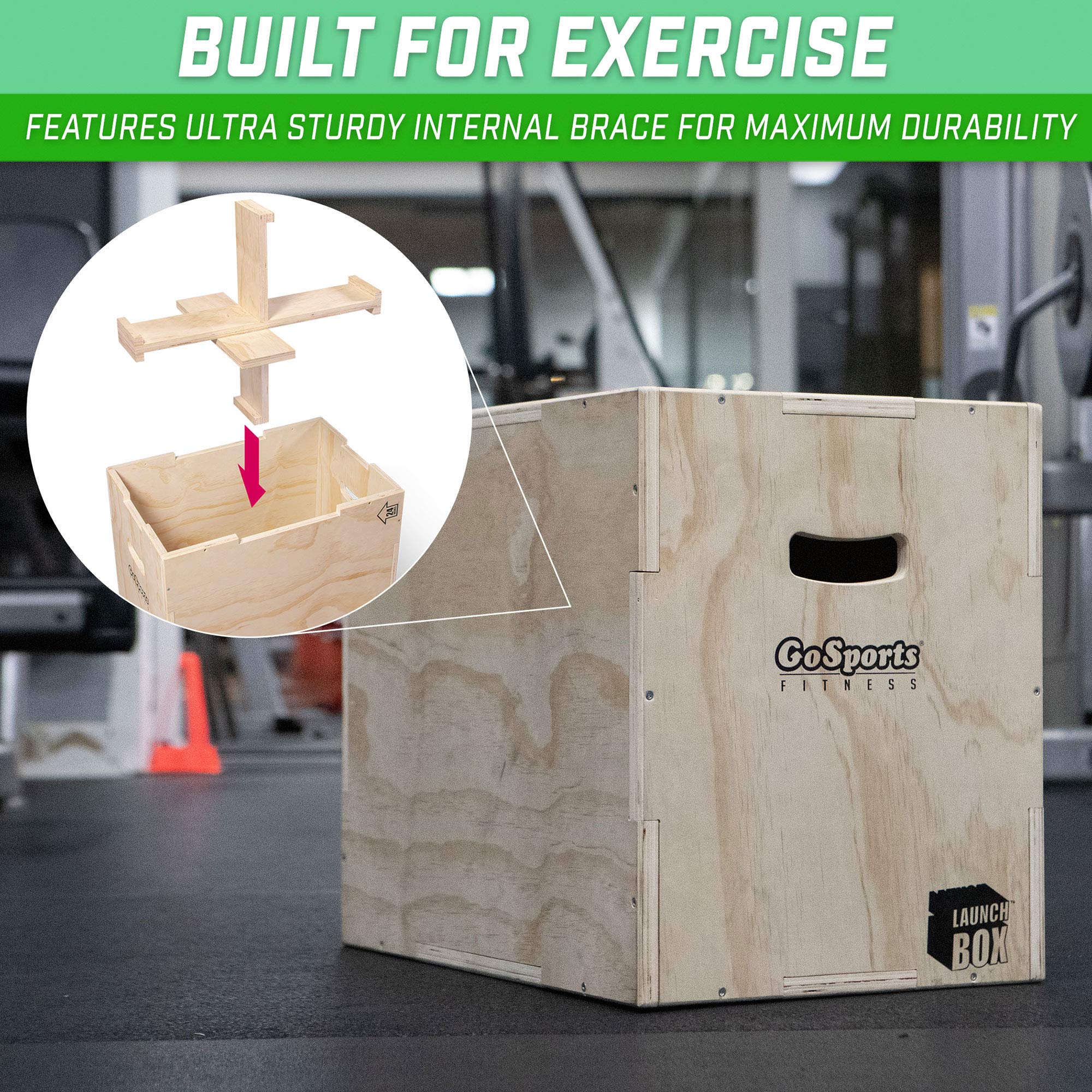 GoSports 3-in-1 Plyometric Jump Box Set - Small, Standard & XL Sizes for CrossFit, HIIT & Home Workouts - Adjustable Plyo Box for All Fitness Levels - Perfect for Gym, Outdoor & Functional Training