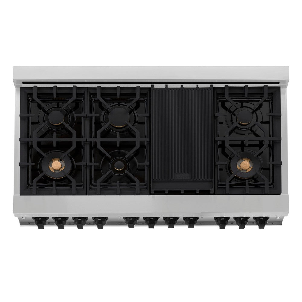 ZLINE Autograph Edition 48-inch Stainless Steel Kitchen Package - Dual Fuel Range, Range Hood, Dishwasher & Refrigerator with Matte Black Accents (4KAPR RARHDWM48 MB) | Premium Appliance Bundle for Modern Kitchens & Luxury Home Renovations