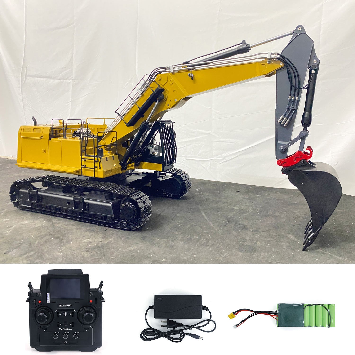 1/14 Scale 374 UHD 4-Arm RC Hydraulic Demolition Excavator Toy - Radio Controlled Digger with PL18EV Sound & Light System - Ready-to-Play Assembled & Painted Model for Construction Enthusiasts - Perfect for Indoor/Outdoor Play, Collecting, and RC Hobbyists