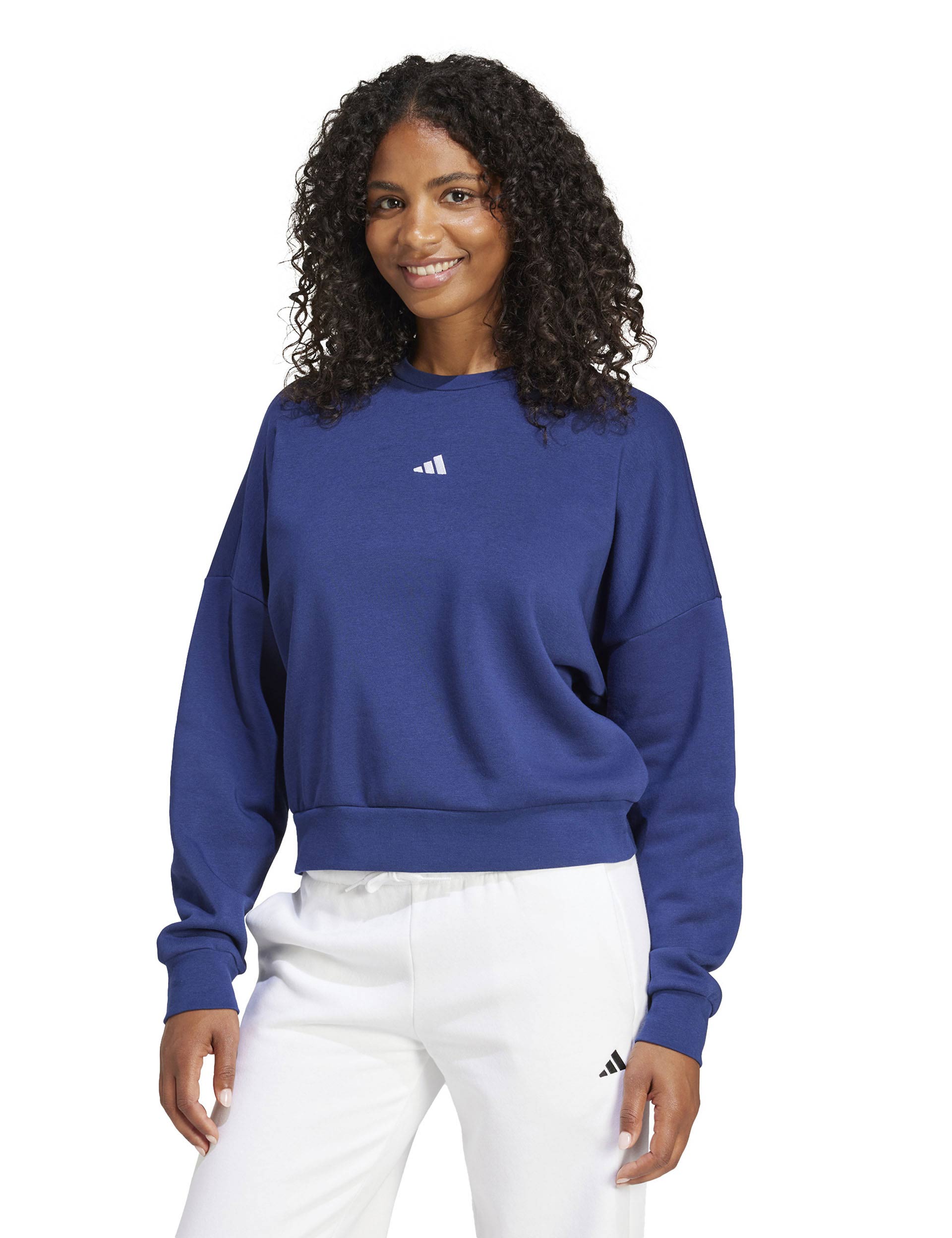 Essentials Small Logo Feelcozy Sweatshirt - Dark Blue & White | Comfortable Casual Pullover for Men & Women | Perfect for Lounge Wear, Gym, and Everyday Outfits