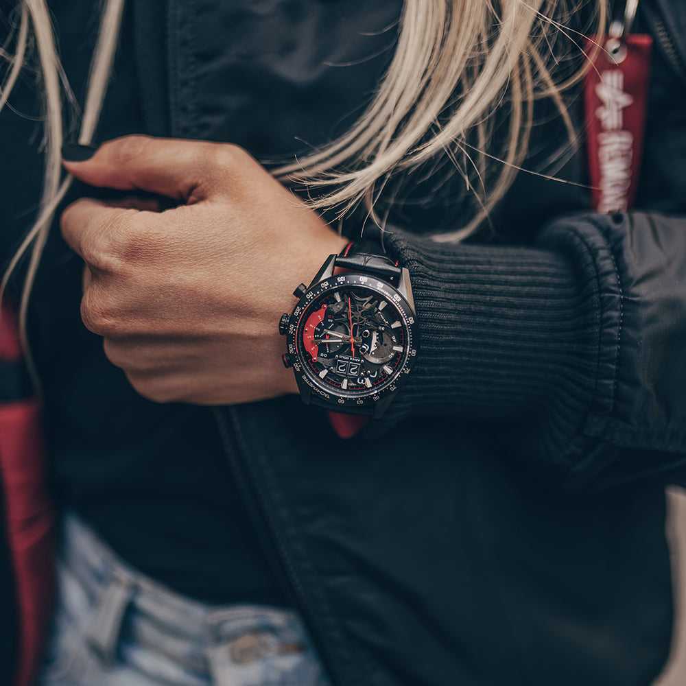ARIES GOLD Chronograph Men's Watch - Black Stainless Steel Case, Leather Strap (Model G 7008 BK) | Water Resistant, Date Display | Perfect for Business, Formal Occasions & Everyday Wear
