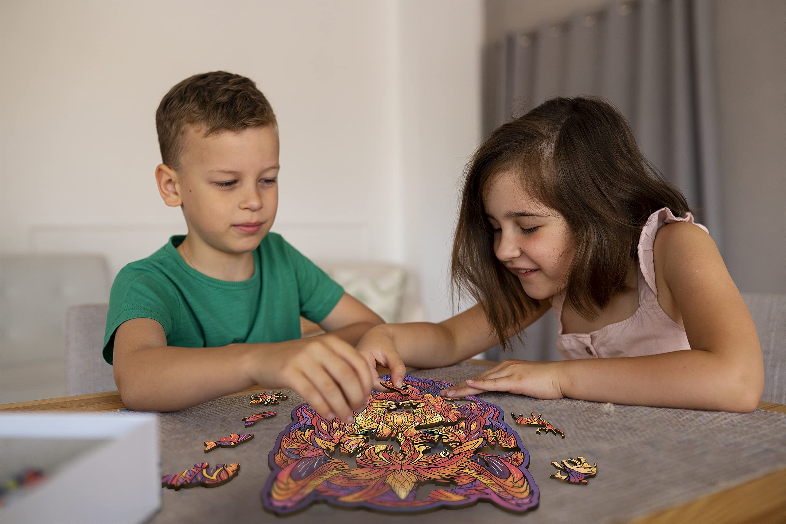 Unique Wooden Puzzles for Adults - Great Lion A4, 122 Piece Animal Shaped Jigsaw Puzzle for Teens & Kids - Creative Gift & Family Game - Perfect for Stress Relief, Brain Training & Family Bonding Activities