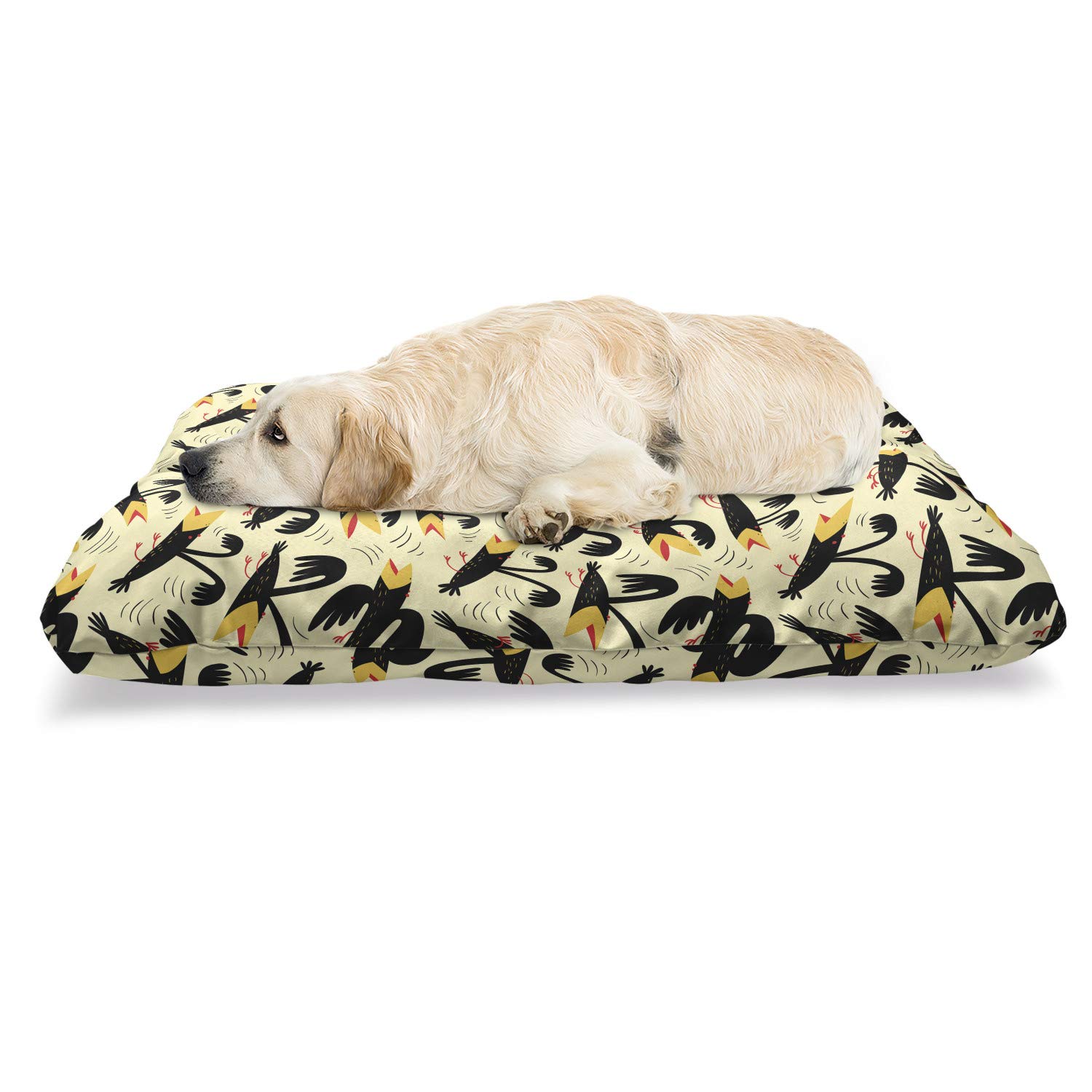 Ambesonne Yellow Bird Pet Bed - Chew Resistant Dog & Cat Cushion with Removable Cover, 24