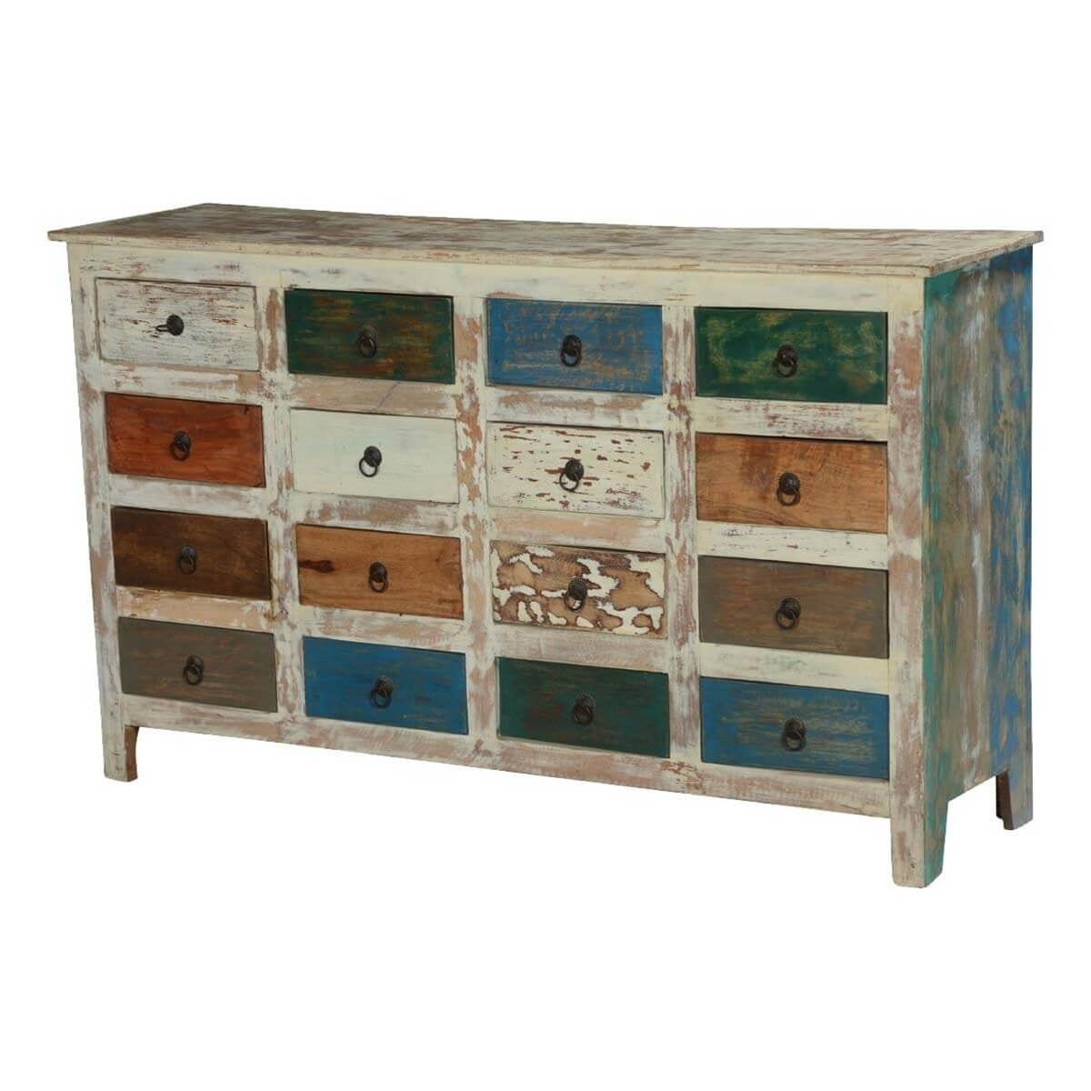 Premium Indian Mango Wood 16-Drawer Horizontal Dresser - Solid Wood Bedroom Storage Furniture for Clothes, Bedding & Accessories | Perfect for Master Bedroom, Guest Room & Dorm Organization