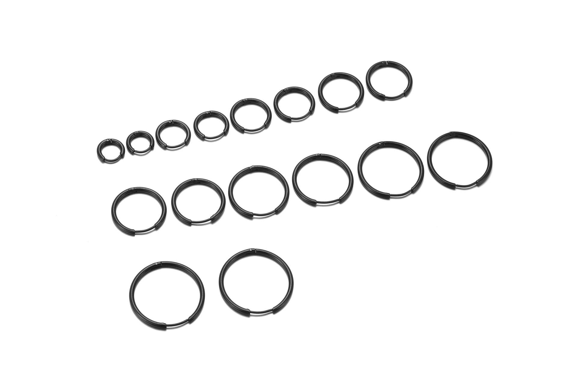 8 Pairs Stainless Steel Huggie Hoop Earrings 6-20mm - Hypoallergenic Cartilage Helix Earrings for Men & Women - Sleek Hinged Hoops for Everyday Wear, Work & Special Occasions