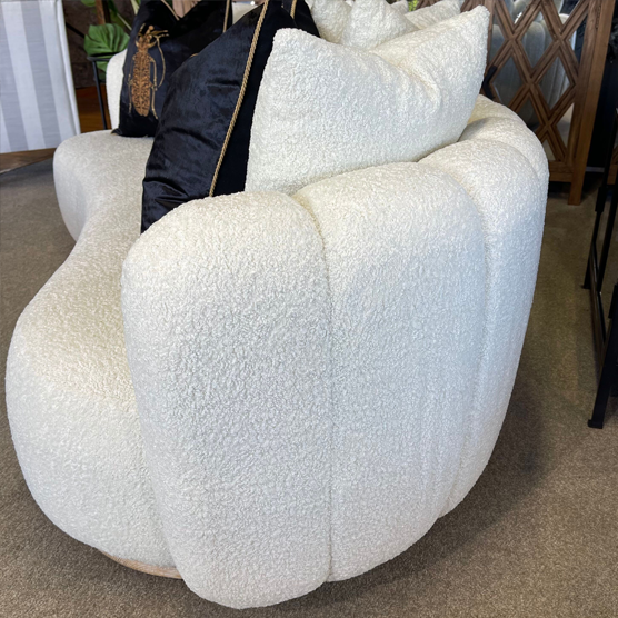San Marino Curved Bouclé Sofa - Modern Velvet Upholstered Sectional Couch for Living Room, Lounge & Apartment Decor
