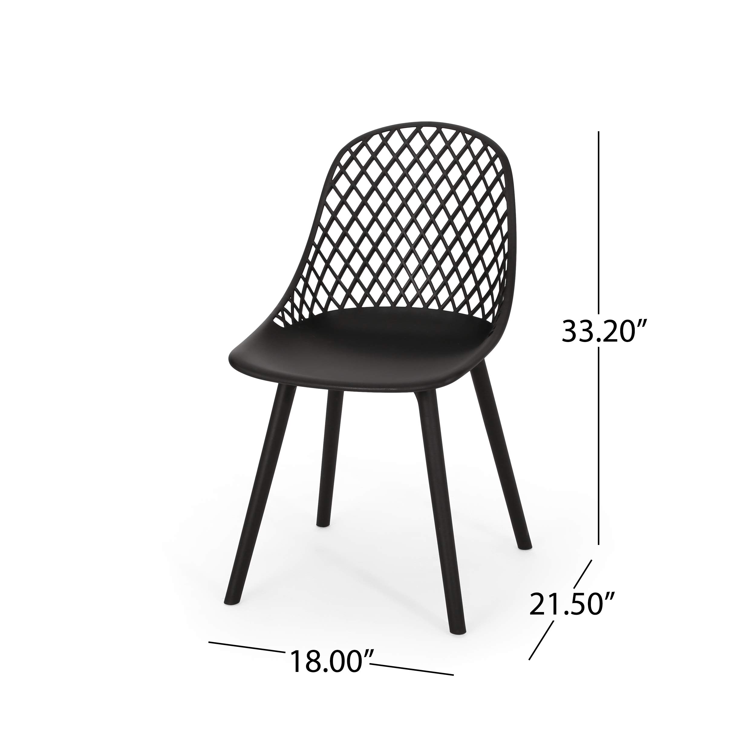 Christopher Knight Home Delora Outdoor Dining Chairs (Set of 4) - Black Patio Furniture for Garden, Backyard, Poolside & Restaurant Use