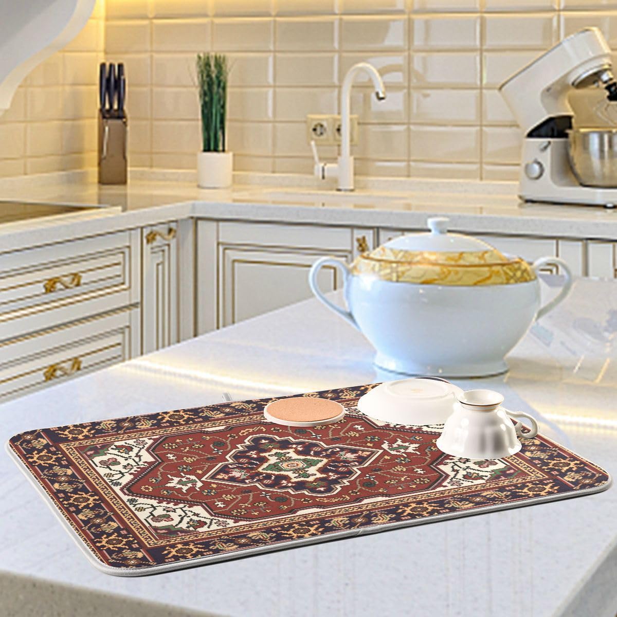 Persian Tribal Texture Dish Drying Mat 18