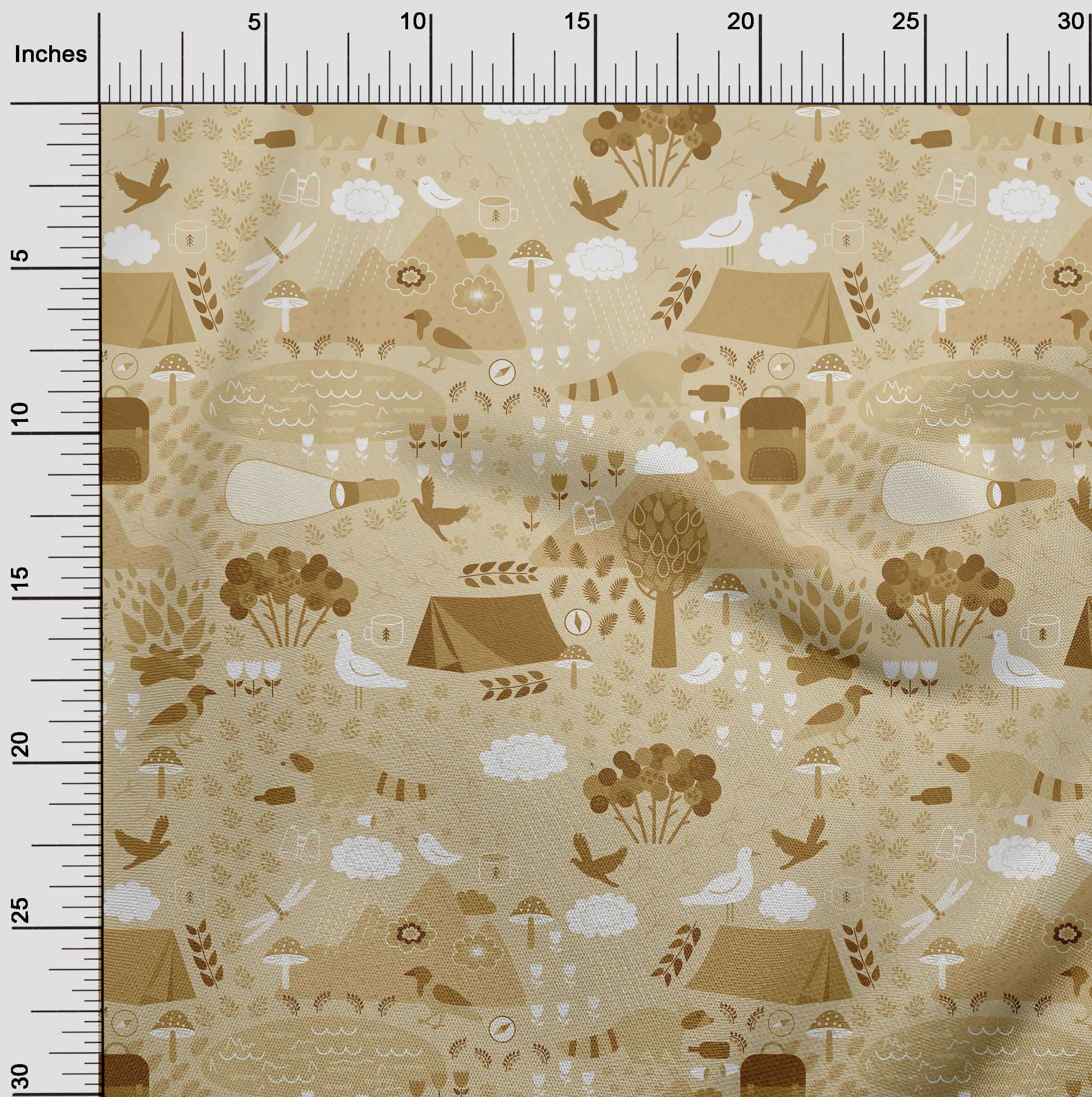 oneOone Polyester Spandex Light Brown Fabric for Kids - 56 Inch Wide Printed DIY Sewing Material by The Yard | Perfect for Children's Clothing, Costumes & Craft Projects