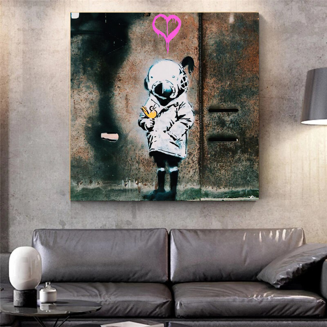 Banksy Space Girl and Bird Wall Art - Stunning Canvas Print for Home & Office Decor | Perfect for Living Room, Bedroom, and Gift Giving