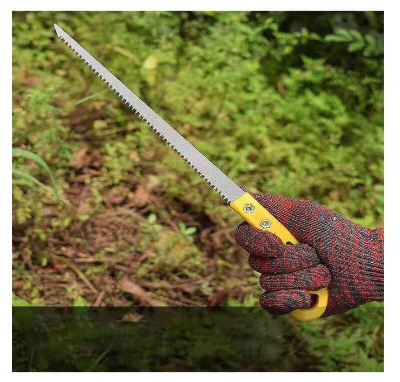 Flexaza Portable Hand Saw - 3 Pack Outdoor Folding Hand Saws with Wooden Handle (Yellow & Grey) for Camping, Hiking, Gardening & DIY Projects