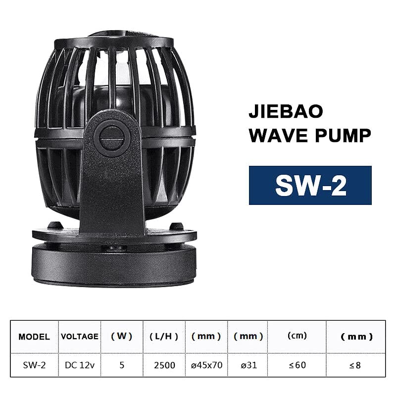 Jebao SW-2 Wave Maker Pump for Marine Aquarium with Adjustable Controller - 130-800 GPH Flow Rate for 12-20 Inch Saltwater Fish Tanks - Perfect for Coral Reefs, Fish Tanks & Aquatic Life