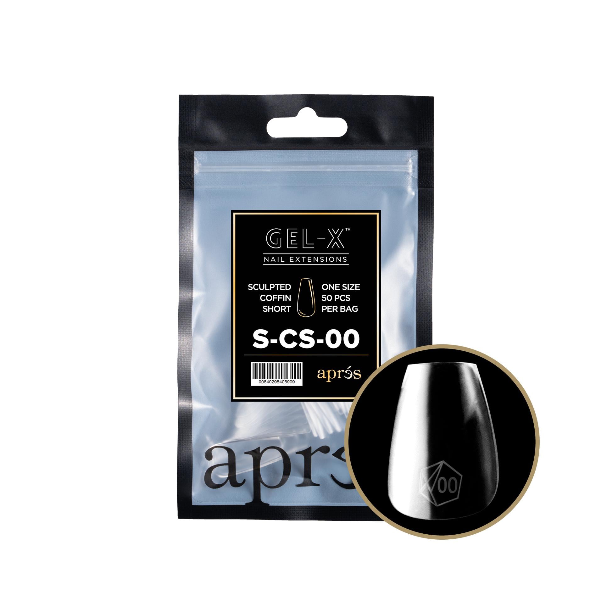 Apres Gel X 2.0 Refill Bags - Sculpted Coffin Short Size 00 (50 Pcs) | Professional Nail Extension Kit for DIY Manicures & Salon Use | Perfect for Home Nail Art, Bridal Parties & Special Occasions