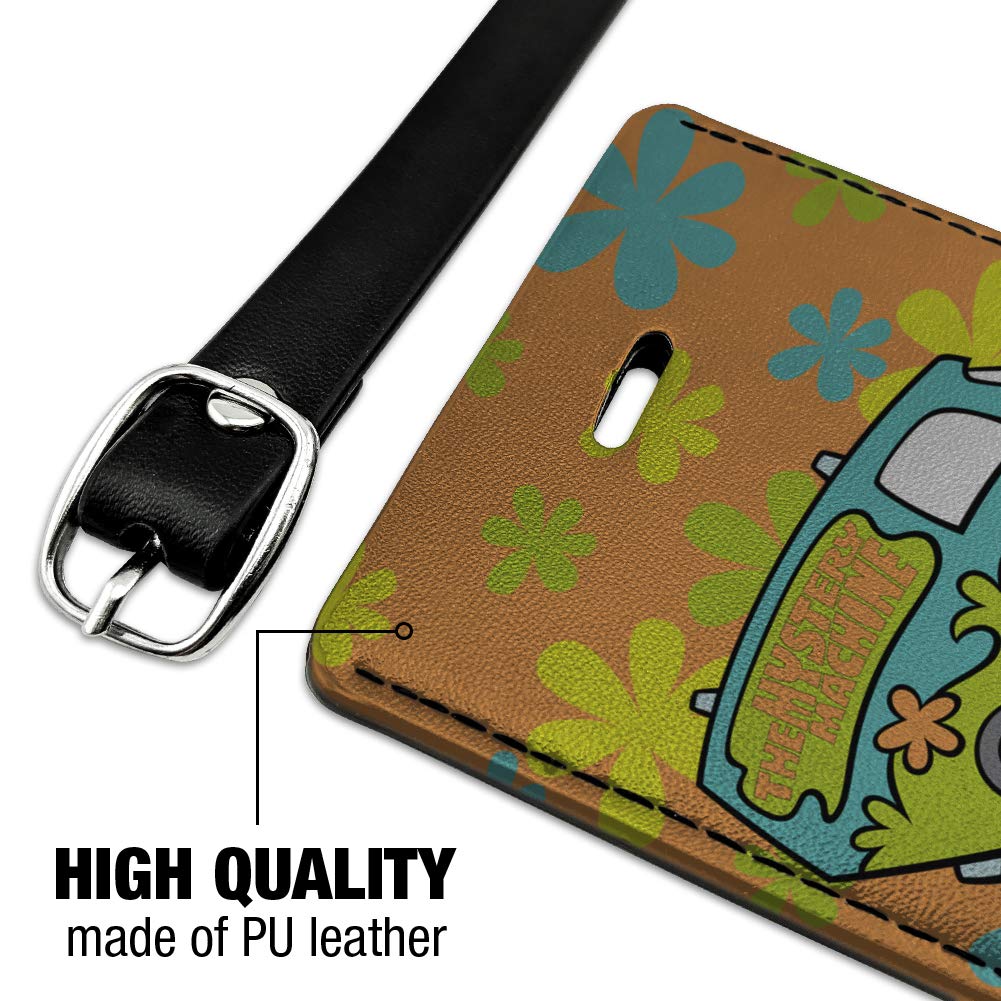 Scooby-Doo The Mystery Machine Leather Luggage Tag - Rectangle Carry-On ID Tag for Suitcases, Bags & Backpacks - Perfect for Travel, Vacation & Business Trips