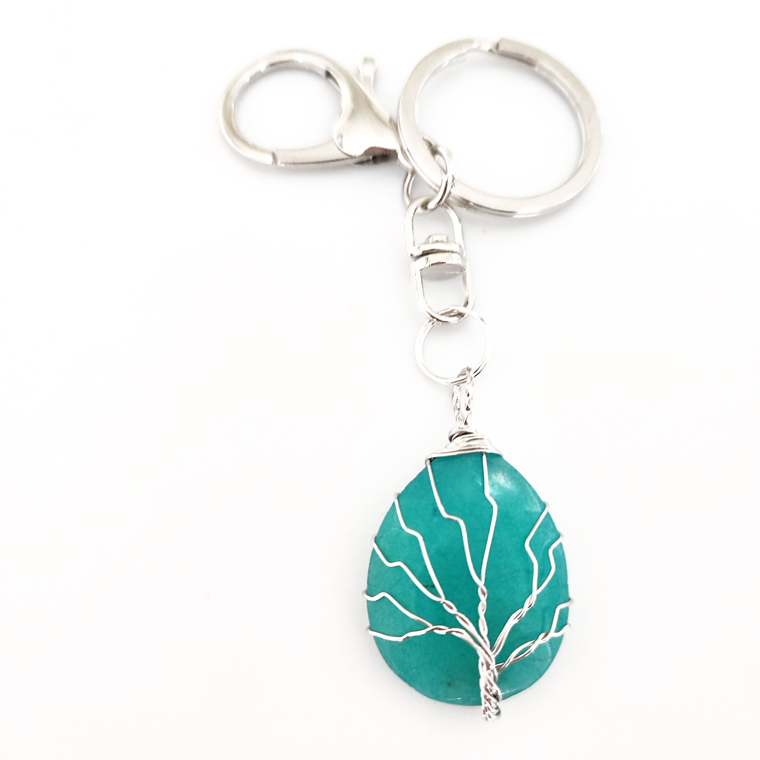 Turquoise Twisted Tree of Life Keychain - Spiritual Symbol Keyring for Gifts, Home & Car Decor - Boho Style Accessory for Women & Men