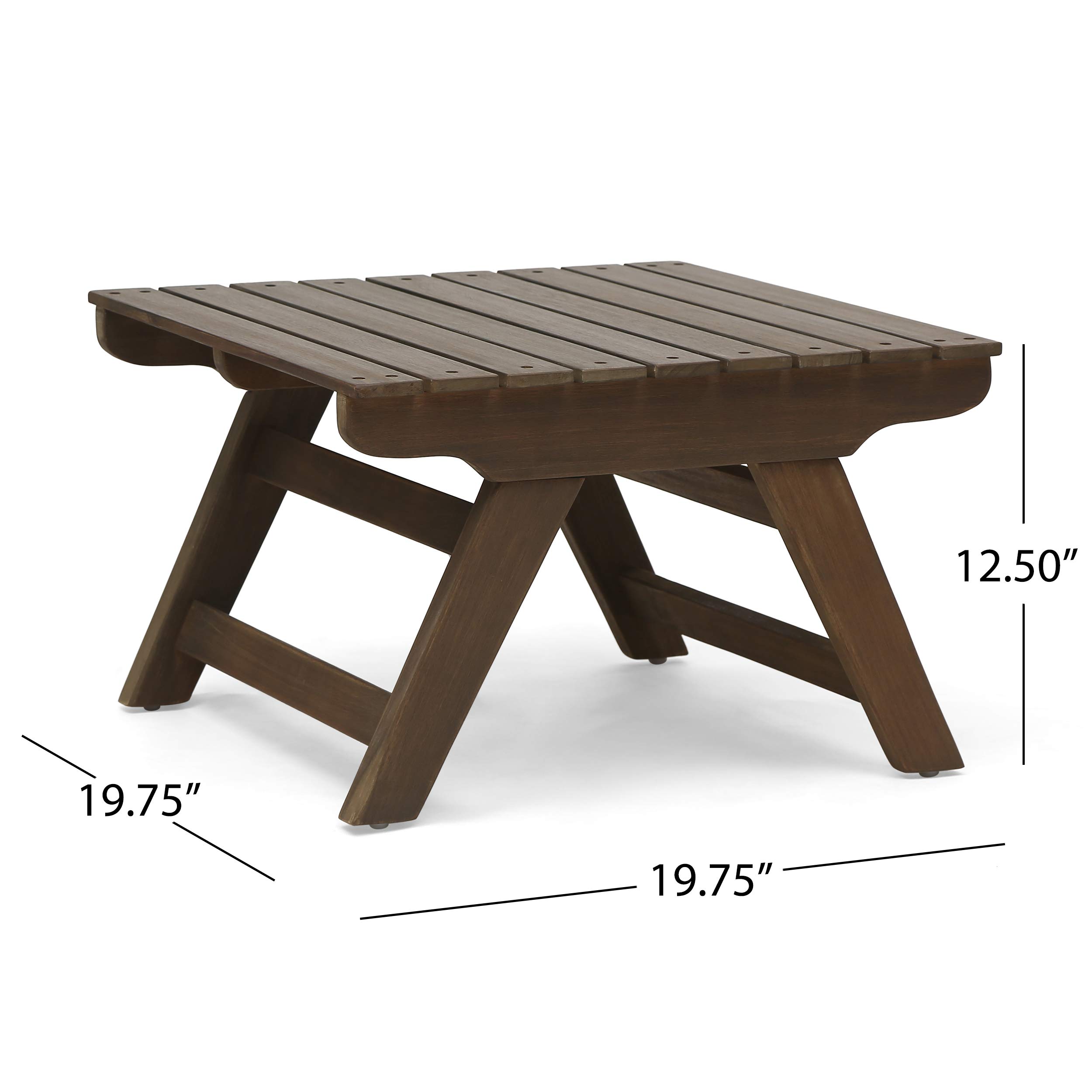 Kailee Outdoor Wooden Side Table with Gray Finish - Weather-Resistant Patio Furniture for Garden, Deck, and Poolside Use