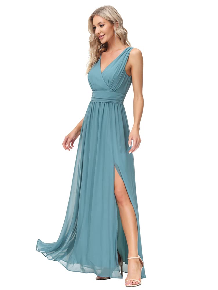 Elegant Sleeveless V-Neck Chiffon Maxi Dress for Semi-Formal Evening Parties - Perfect for Cocktail Events, Wedding Guest Outfits & Special Occasions