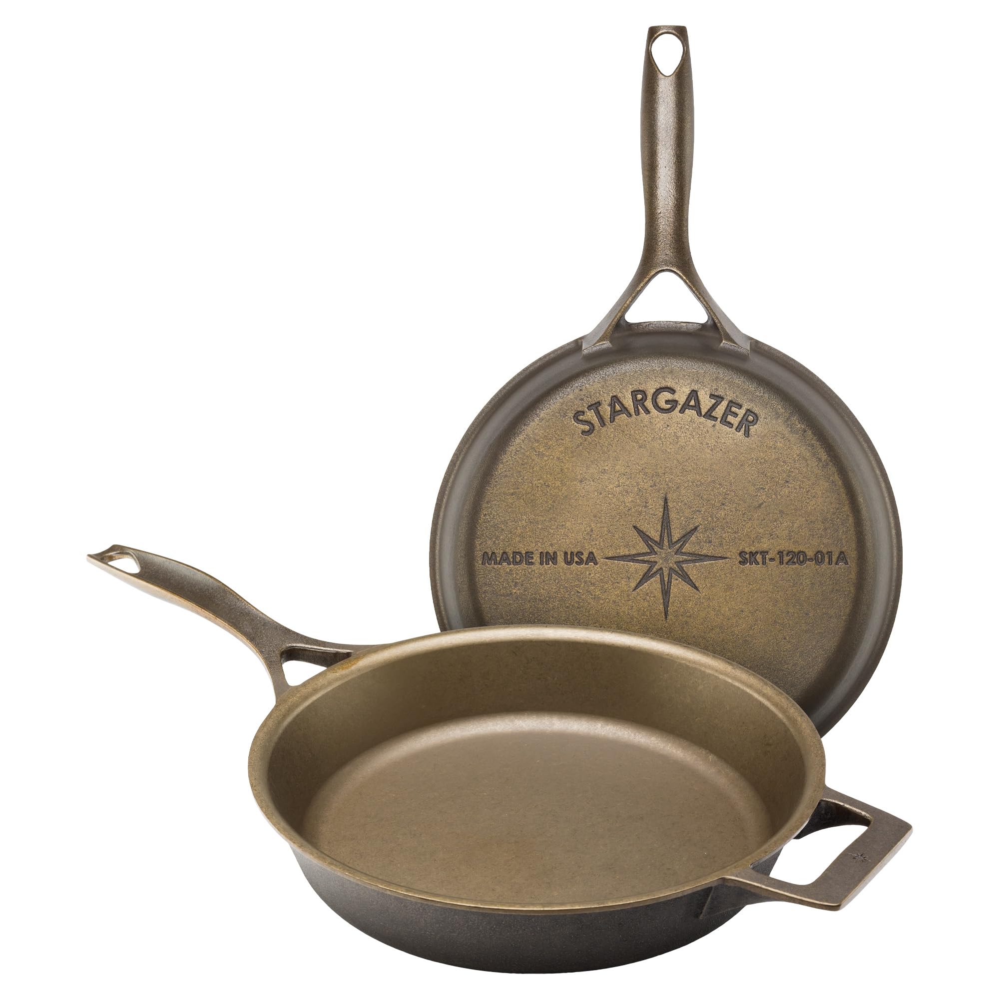 Premium 12-Inch Cast Iron Skillet – Made in USA, Pre-Seasoned, Even Heat Distribution, Nonstick Surface for Grilling, Frying, Baking & Searing – Perfect for Camping, Outdoor Cooking & Home Kitchen Use