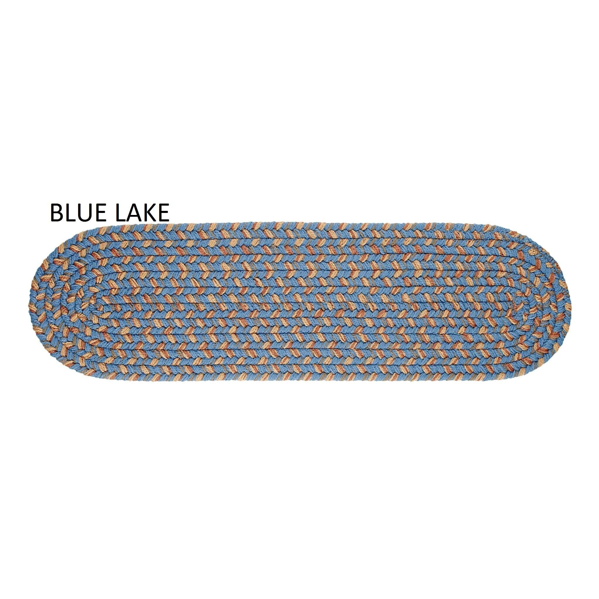 Rhody Rug Ellsworth 2' x 8' Indoor/Outdoor Braided Runner - Blue Lake Border, Antimicrobial & Stain Resistant, Reversible Design - Perfect for Patios, Hallways & High-Traffic Areas