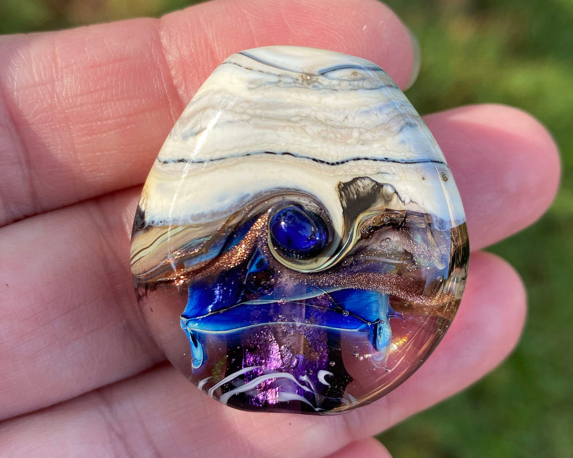 Handmade Purple Shimmer Organic Glass Lampwork Focal Bead - SRA Certified Artisan Jewelry Component for Necklaces, Bracelets & DIY Crafts