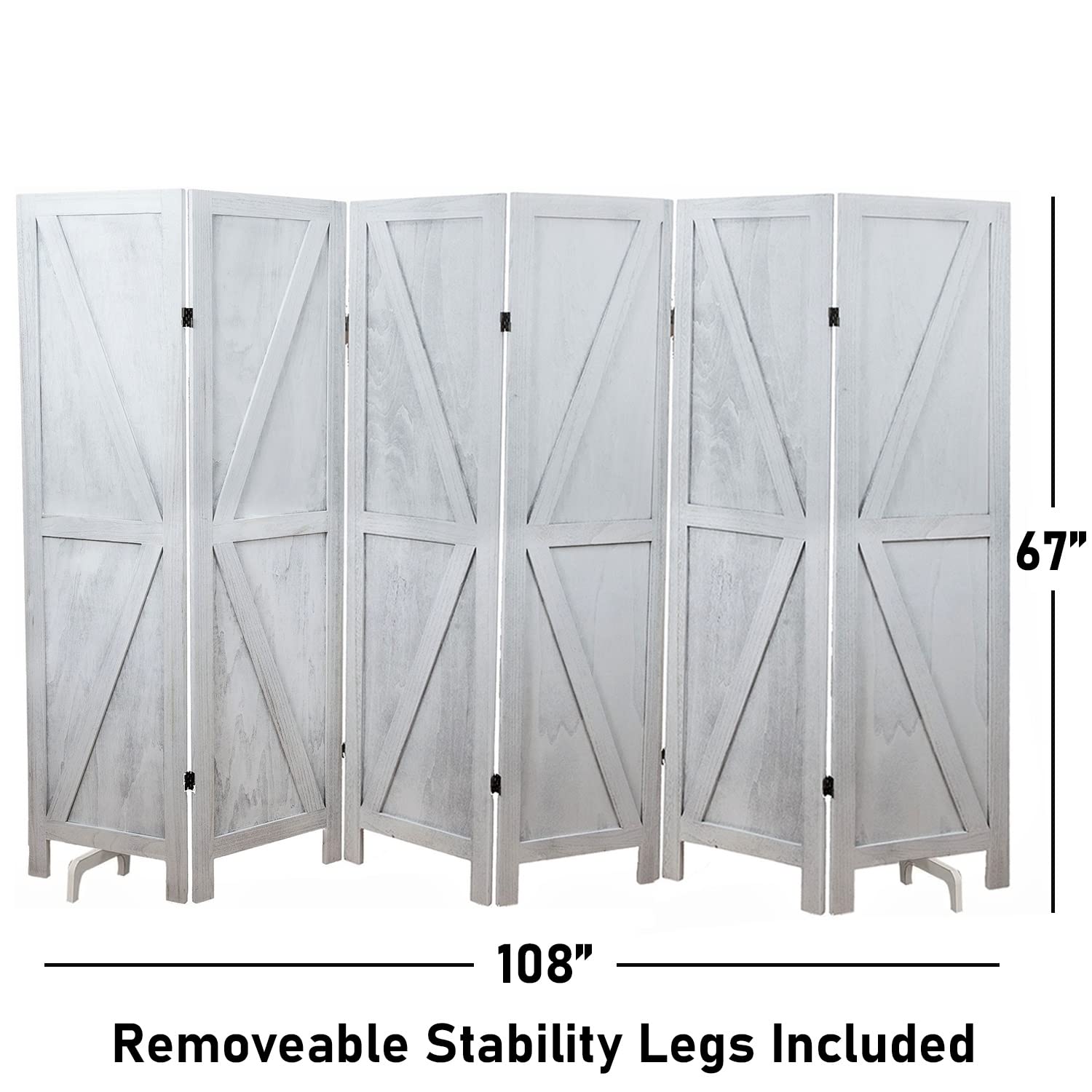 Premium 6-Panel Room Divider - Rustic Barnwood Folding Privacy Screen & Partition Wall for Home, Office, and Studio | Perfect for Creating Private Spaces in Living Rooms, Bedrooms, and Workspaces
