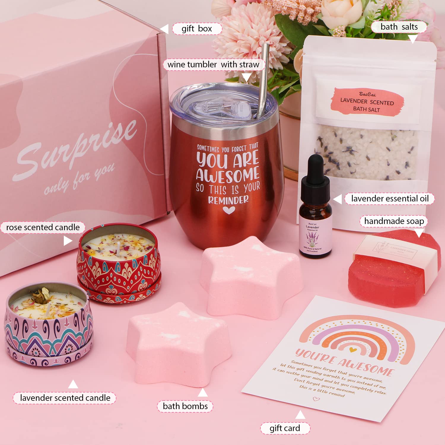 Luxury Self Care Gift Set for Women - Spa & Relaxation Birthday Pamper Hamper with Bath Essentials - Perfect Gift for Mom, Wife, Her - Ideal for Birthdays, Mother's Day, Get Well Soon & Stress Relief