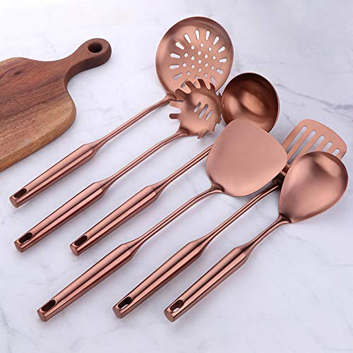 Premium 18/8 Stainless Steel Kitchen Utensil Set - 10 Piece Rose Gold Cooking Tools with Long Handles for Nonstick Cookware | Ideal for Frying, Baking & Everyday Cooking