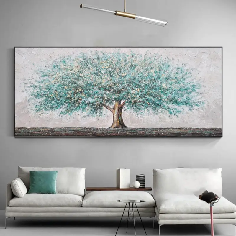 Flower and Tree Painting #FT007 - Handmade Canvas Wall Art for Home Decor, Living Room, Bedroom & Office