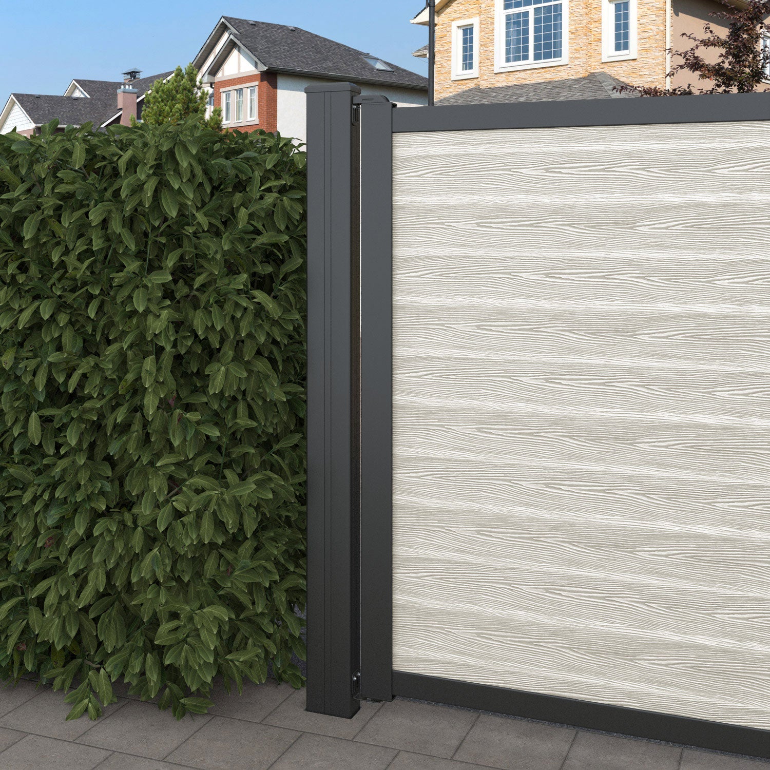 Classic Blossom Curved Top Driveway Gate in Light Stone - Elegant Outdoor Entryway Solution for Homes & Gardens | Perfect for Driveway Security & Curb Appeal Enhancement